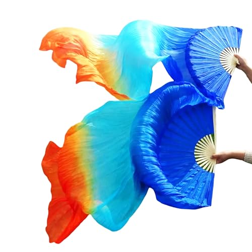 Hayaww 1 Paar Fächerschleier Bauchtanz Fans Bauchtanz Schleier Fans Bauchtanzfan Bauchtanz Schleier Fächer Bambus Tanz-Fan Lange Fächer Bauchtanz Fans 1.8m,Für Große Auftritte,Proben,Unterhaltung von Hayaww