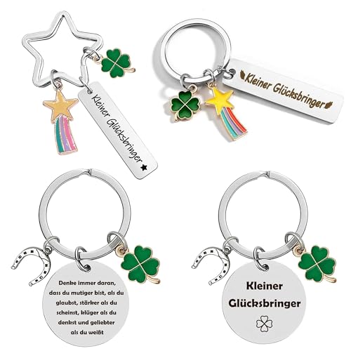 Hayaww 4 Stück Glücksbringer Schlüsselanhänger Edelstahl Schlüsselanhänger Abschiedsgeschenk Kollegen Schlüsselanhänger Freundschafts-Schlüsselanhänger Geschenk für Freundin Kollegin Geburtstag (A) von Hayaww