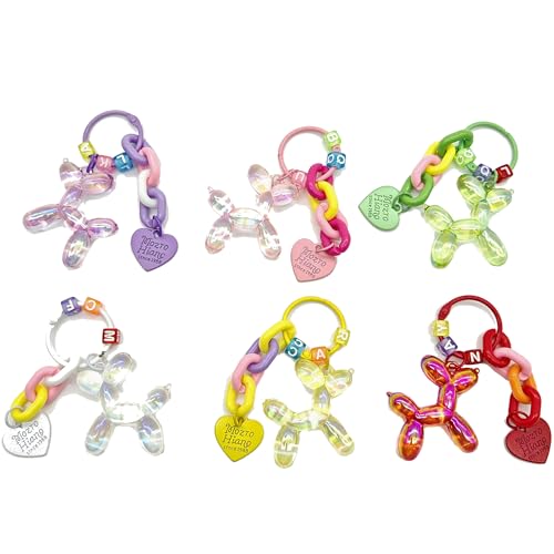 Hayaww Ballon Hund Design Schlüsselanhänger Hund Key Chain Haustierschlüsselanhänger Autoschlüsselanhänger Schlüsselanhänger für Autoschlüssel Handtasche Geldbörse (6 Stück) von Hayaww