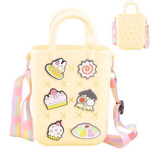Hayaww Silikon Loch Handtasche Umhängetasche kinder Mädchen Kleinkind Geldbörse Crossbody Tasche kleine Süße Handtaschen Kinderhandtaschen Geldbeutel Kinder Strandtasche Geburtstagsgeschenk (A) von Hayaww