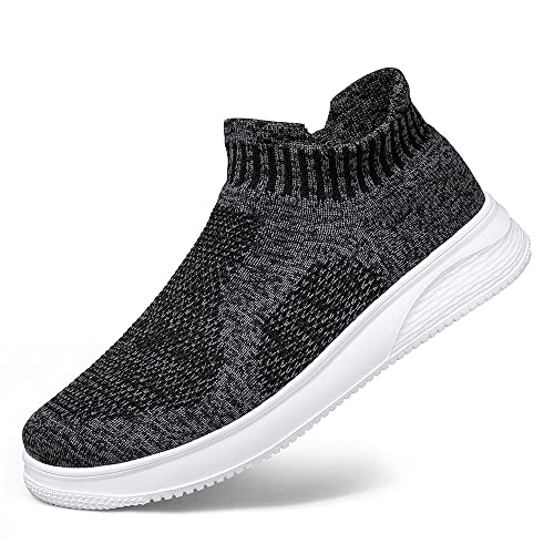 Herren Turnschuhe Walkingschuhe Laufen Slip On Leicht Atmungsaktiv Bequem Sneaker, Schwarz grau, 44 EU von HayleAlvas