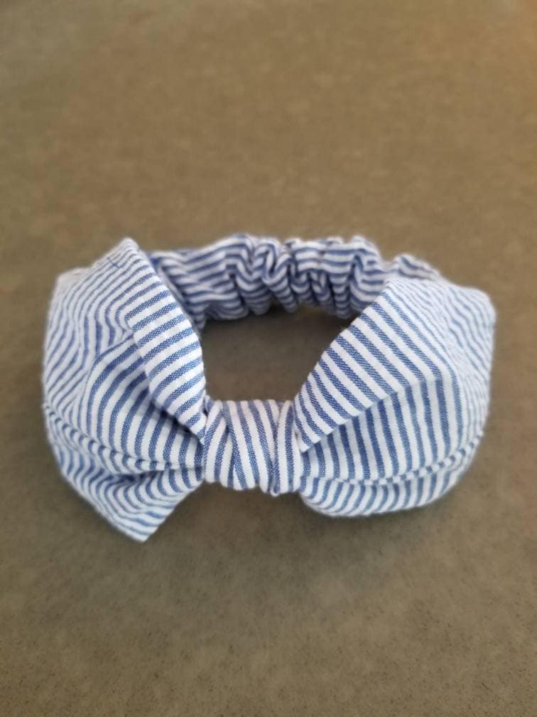 Blau-Weiß/Rot-Weißes Seersucker Stirnband von HayliesHandiwork