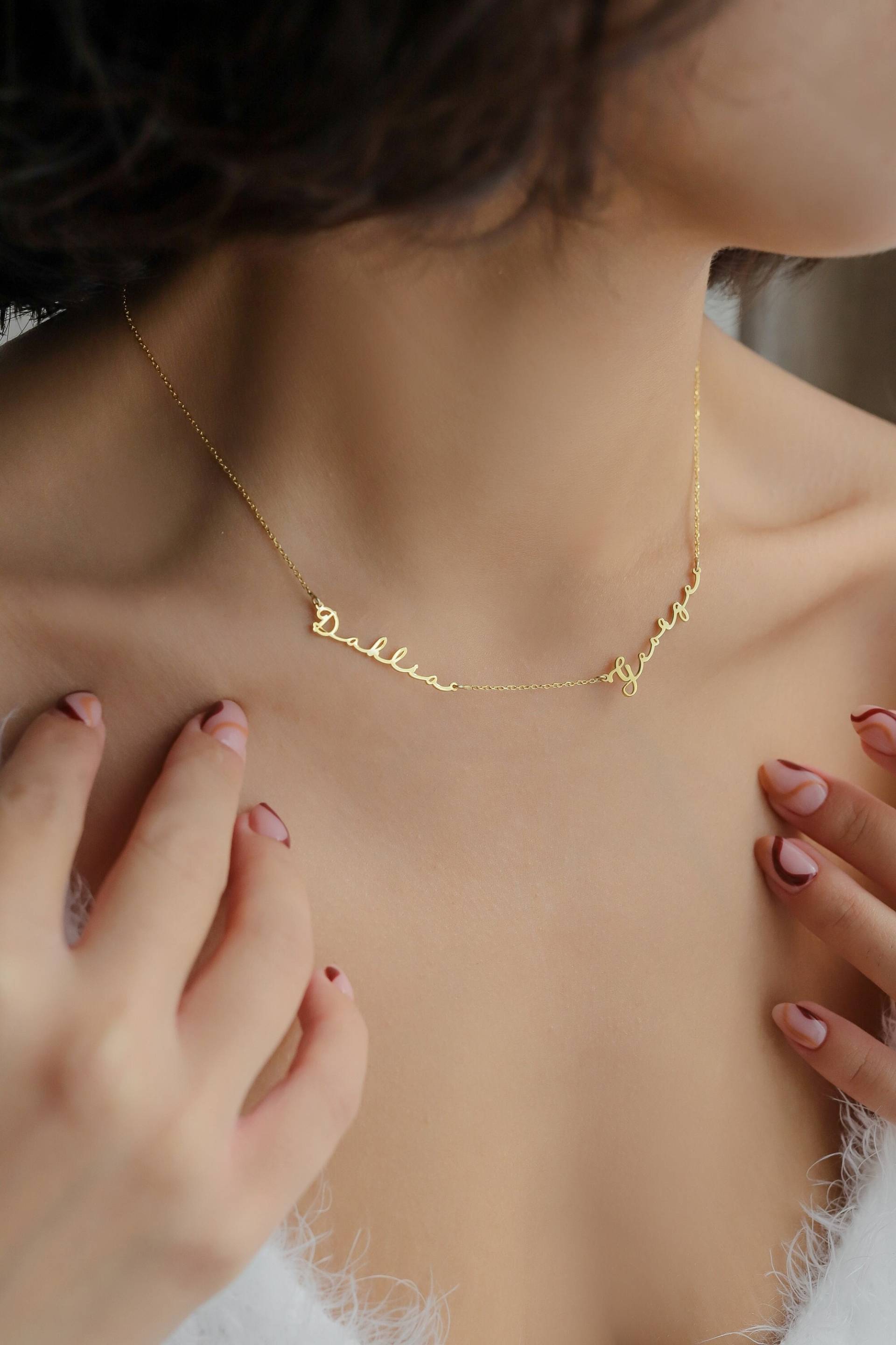 Familien Name Halskette, Duble Silber Schmuck Geschenk Für, Frau Freundin Familie Gold Rose Personalisierte Weihnachtsgeschenke von HazelJewelryHouse