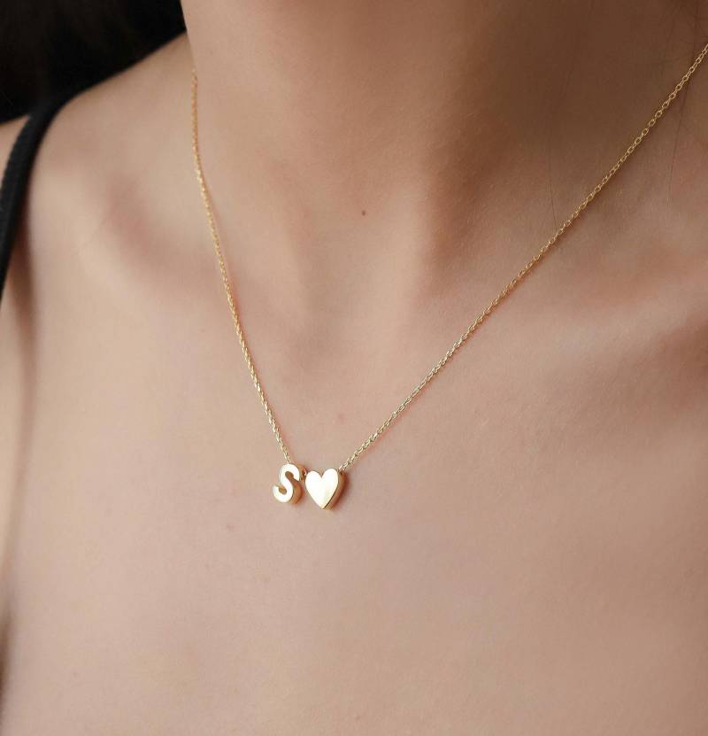 3D Herz Buchstabe Halskette, Liebeskette Für Freundin, Personalisierte Namenskette Geschenk Geliebte, Familie & Frau Muttertag von HazelJewelryHouse