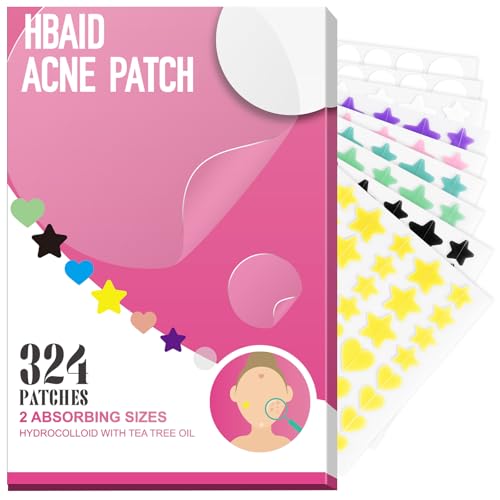 Hbaid 324 Stück Pimple Patches Pickel Patch Hydrokolloid Akne Pimple Patch mit Teebaumöl Tag & Nacht Akne pflaster Wasserdicht & Atmungsaktiv Absorptions Acne Patches von Hbaid