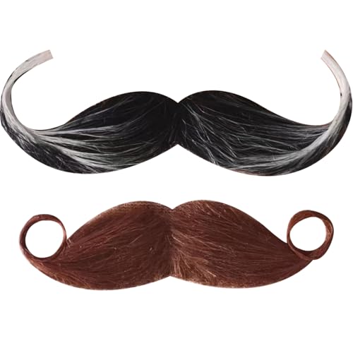 Gefälschter Bart, 2pcs realistische weiche Safe Polyester Detective Old Man Fake Schnusteln für Cosplay -Kostümparty -Party -Film Requisite von Hbbgdiy