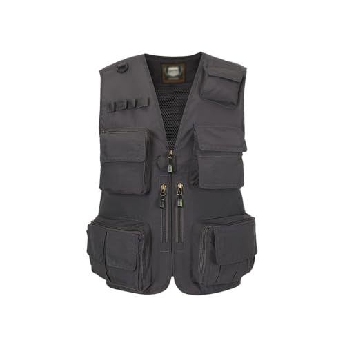 Hbufnha Anglerweste Outdoor Arbeitswesten Unisex Jagd Reise Fotografie Safari Weste mit Multi Taschen, 2#grau, X-Small von Hbufnha