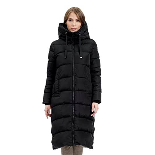 Damen Winter Daunenjacke Dicker Parkas Kapuzenmantel Gepolsterter Mantel Warm Gesteppte Oberbekleidung, Schwarz , 38 von Hcclijo