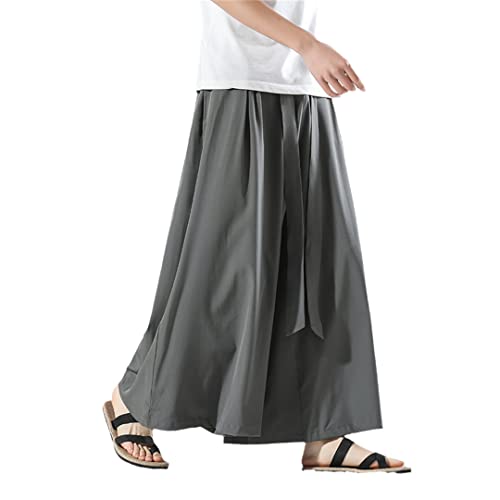 Hakama Kung Fu Hose mit breitem Unterteil, aus Eisseide, Schwarz, grau, XXXXXL von Hcclijo