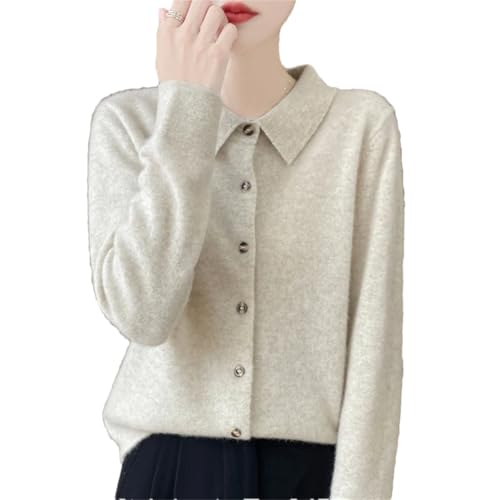 Hcclijo Damen Cardigan Aus Kaschmir Mit Polokragen Basic Pullover 100% Merinowolle Strickwaren Grace Soft Clothes Top Nai Tuo M von Hcclijo
