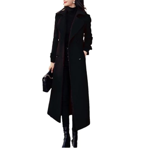 Hcclijo Frauen Mantel Winter Koreanische Lange Beschichtet Verdickt Woolen Winter Mantel Schwarz Mantel black XXL von Hcclijo