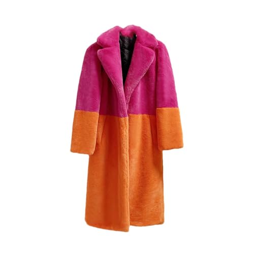 Hcclijo Frauen Winter Kunstpelz Mantel Lange Orange Plüsch Mantel Flauschige Jacke Teddy Künstliche Rosa Nerz Pelz Jacke rese orange XL von Hcclijo