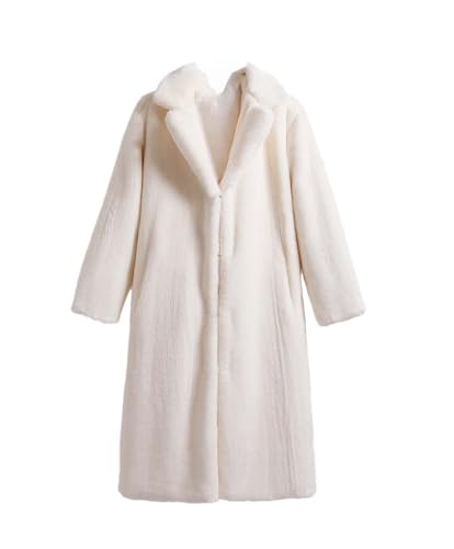 Hcclijo Frauen Winter Kunstpelz Mantel Lange Orange Plüsch Mantel Flauschige Jacke Teddy Künstliche Rosa Nerz Pelz Jacke white fur coat XL von Hcclijo