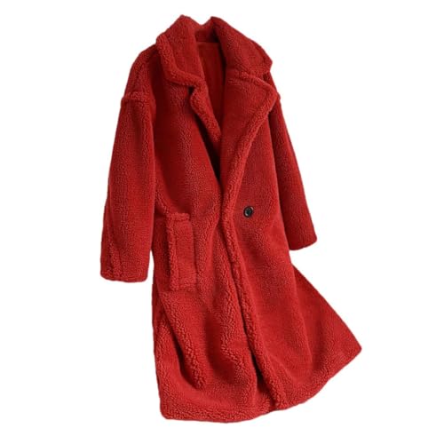 Hcclijo Frauen Winter Pellet Kaschmir Lange Kunstpelz Mantel Jacke Plüsch Jacke Über Mäntel Flauschige Oberbekleidung red fur coat S von Hcclijo