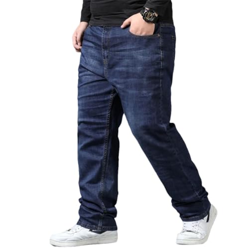 Hcclijo Große Schwarze Jeans Für Herren Überhohe Taille Lockere Hose Ehemann Plus Lockere Denim-Hose Blaue Männliche Denim-Hose Blue A 48 von Hcclijo