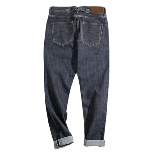 Hcclijo Klassische Jeans Für Herren Vintage-Stil Gerade Dunkle Selvedge-Jeans Denim Blue 38 von Hcclijo
