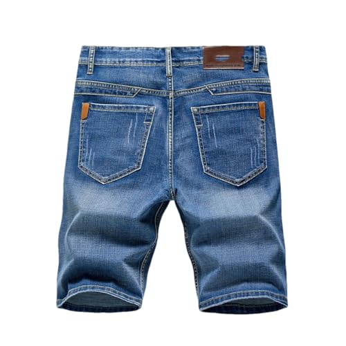 Hcclijo Männer Sommer Shorts Jeans Denim Hosen Stretch Dunkelblau Design Männer Jeans Dünne Gerade Männliche Kurze Jeans 517-blue 38 von Hcclijo