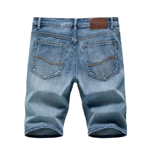 Hcclijo Männer Sommer Shorts Jeans Denim Hosen Stretch Dunkelblau Design Männer Jeans Dünne Gerade Männliche Kurze Jeans 866-blue 34 von Hcclijo