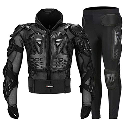 Hcclijo Motorrad Ganzkörperpanzerung Für Herren Atmungsaktiv Motorradjacke Anzug Motobiker Motocross Rüstung Schutzausrüstung Black Suit M von Hcclijo