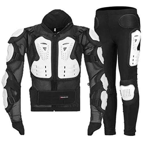 Hcclijo Motorrad Ganzkörperpanzerung Für Herren Atmungsaktiv Motorradjacke Anzug Motobiker Motocross Rüstung Schutzausrüstung White Suit L von Hcclijo