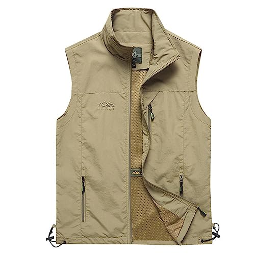Hcclijo Outdoor Herren Weste Mit Mehreren Taschen Wandern Arbeit Fotografie Golf Fischweste Wasserdicht Atmungsaktiv Color4 XXL von Hcclijo