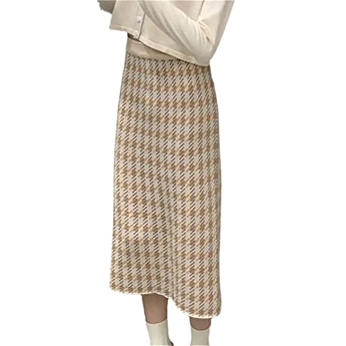 Herbst-Winter-Strickpullover-Rock Mit Hoher Taille Elastischer Midi-Bleistiftrock Gerader Langer Rock beige M von Hcclijo