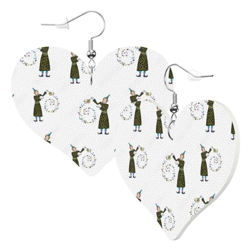 Niedliche doppelseitige Herz Ohrringe Cartoon Zirkus Kinder Trendy Spaß Kunstleder baumeln Ohrringe Schmuck Geschenk für Frauen Mädchen von Hceaatb