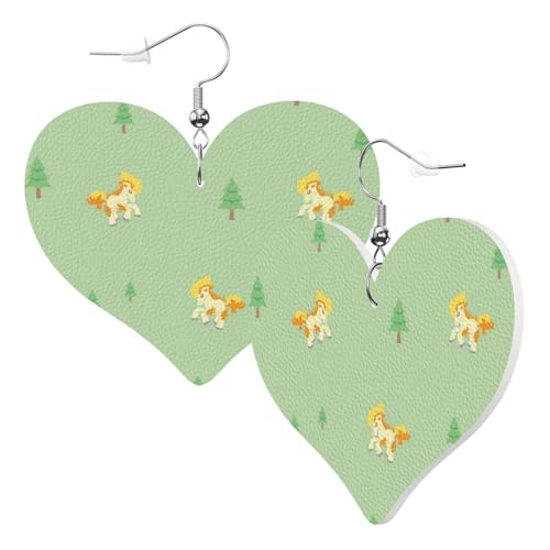 Niedliche doppelseitige Herz-Ohrringe Pony Cartoon Baum Trendy Spaß Kunstleder baumeln Ohrringe Schmuck Geschenk für Frauen Mädchen Niedliche doppelseitige Herz-Ohrringe Pony Cartoon Baum Trendy Spaß Kunstleder baumeln Ohrringe Schmuck Geschenk für Frauen Mädchen von Hceaatb