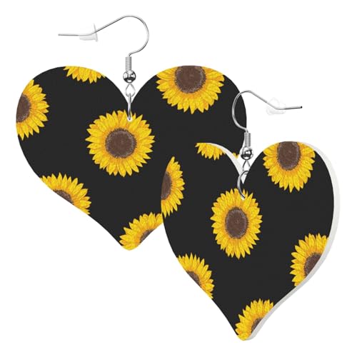 Niedliche doppelseitige Herz-Ohrringe Sonnenblume Blume Pflanze Trendy Spaß Kunstleder baumeln Ohrringe Schmuck Geschenk für Frauen Mädchen Niedliche doppelseitige Herz-Ohrringe Sonnenblume Blume Pflanze Trendy Spaß Kunstleder baumeln Ohrringe Schmuck Geschenk für Frauen Mädchen von Hceaatb