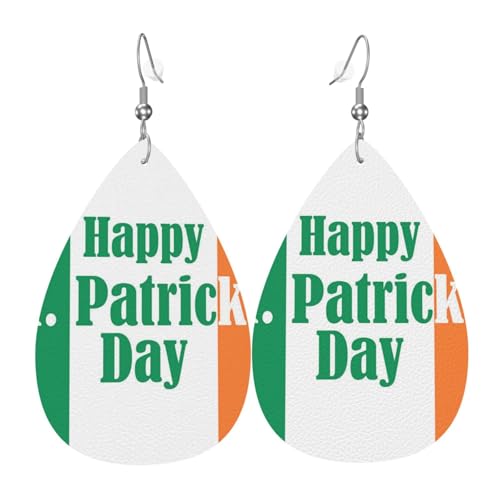 Teardrop Doppelseitige Leder-Ohrringe Happy St. Patricks Day Süße Kunstleder baumeln Ohrringe Schmuck Geschenk für Frauen Mädchen, Einheitsgröße, Kunstleder von Hceaatb