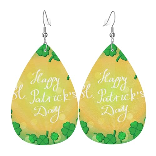 Teardrop Doppelseitige Leder Ohrringe Kleeblatt Eafs Niedliche Kunstleder Baumeln Ohrringe Schmuck Geschenk für Frauen Mädchen, Einheitsgröße, Kunstleder von Hceaatb