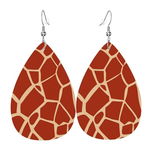 Teardrop Doppelseitige Lederohrringe Giraffe Pelz Textur Niedlich Kunstleder Baumeln Ohrringe Schmuck Geschenk für Frauen Mädchen, Einheitsgröße, Kunstleder von Hceaatb