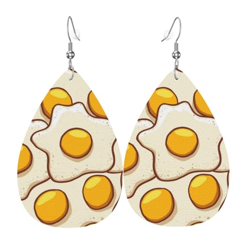 Teardrop Doppelseitige Lederohrringe Spiegeleier Niedlich Kunstleder Baumeln Ohrringe Schmuck Geschenk für Frauen Mädchen, Einheitsgröße, Kunstleder von Hceaatb