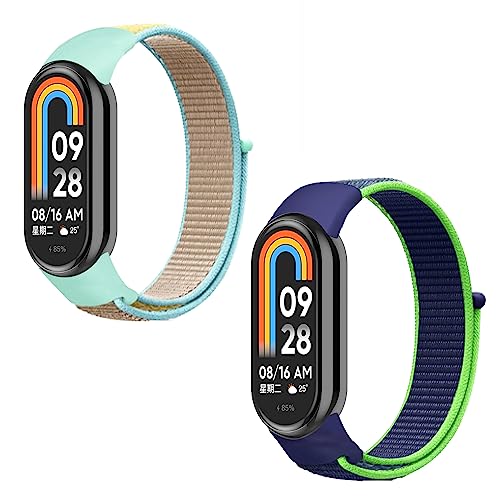 HchenH 2 Pack Armband Kompatibel mit Xiaomi Mi Band 8 Uhrenarmband Damen Herren, Nylon Verstellbar Sport Ersatzband für Xiaomi Mi Band 8 -Limette + Sonne HchenH 2 Pack Armband Kompatibel mit Xiaomi Mi Band 8 Uhrenarmband Damen Herren, Nylon Verstellbar Sport Ersatzband für Xiaomi Mi Band 8 -Limette + Sonne von HchenH