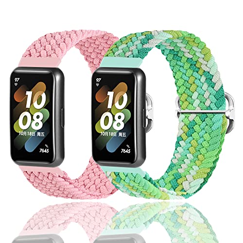 HchenH Bracelet Compatible with Huawei Band 7, Nylon Adjustable Replacement Strap Wristbands Sport Watch Strap Women Men for Huawei Band 7-2A von HchenH