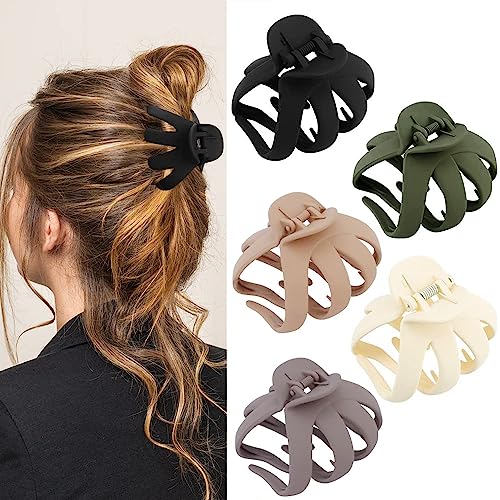 5-Pack Anti-Rutsch Kiefer Clips Medium Haar Klemmen für dickes lockiges langes Haar, Wide Grip Haar Zubehör für Frauen Mädchen von Hcimooy