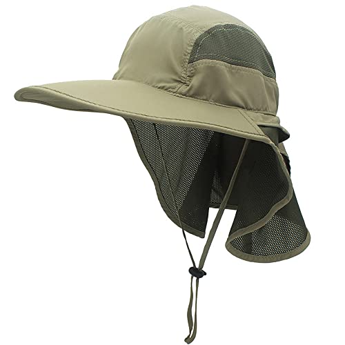 Hcimooy Herren Damen Outdoor Sonnenhut mit Nackenschutz, UV-Schutz - Ideal für alle Abenteuer (Armeegrün) von Hcimooy