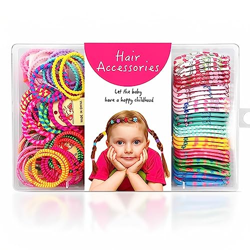 Pack von 130 Vielfalt Haarzubehör, Haar Pferdeschwanz Clips für Mädchen, Haar Barretten Elastische Gummi Haarbinder für Kinder von Hcimooy