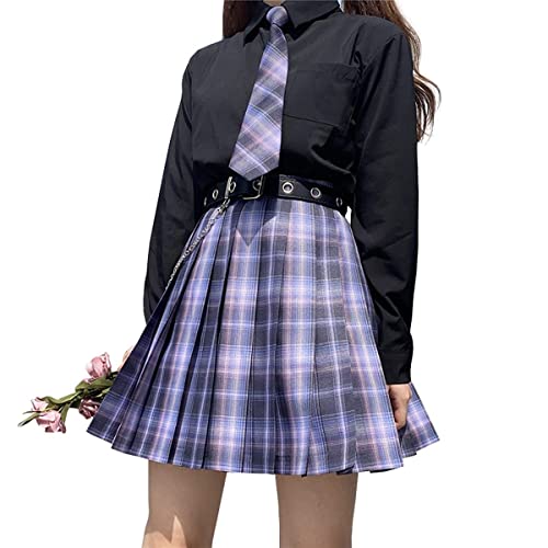 Hctop Gothic Kleidung Hoodie Damen Schulsachen Kawaii Y2K Anime Pullover Japan Harajuku Top e-Girl Streetwear Teenager Mädchen Rock (S, Rock1) von Hctop