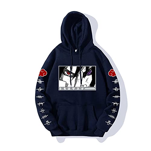 Herren Japanese Anime Hoodie Itachi Akatsuki Pullover Casual Fashion Sweatshirts (B-Navy,L,L) von Hctop