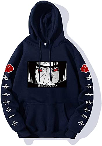 Herren Japanese Anime Hoodie Itachi Akatsuki Pullover Casual Fashion Sweatshirts (Navy,M,M) von Hctop