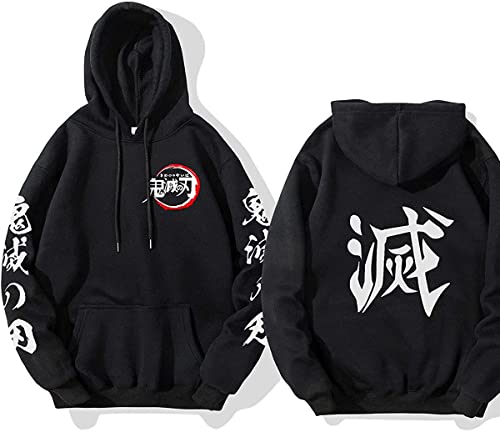 Unisex Demon Slayer Manga Hoodie Anime Kapuzenpullover Pulli Fashion Streetwear (Schwarz2,XL,XL) von Hctop