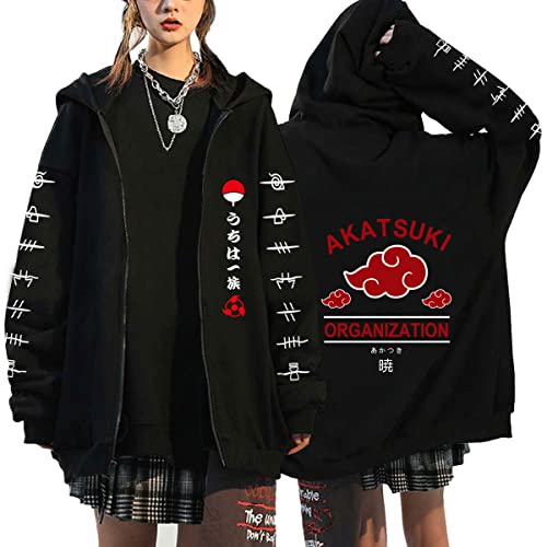 Unisex Uchiha Itachi Sasuke Akatsuki Cosplay Anime Pullover Sweatshirt Hoodie (Schwarz1,XXL,XXL) von Hctop