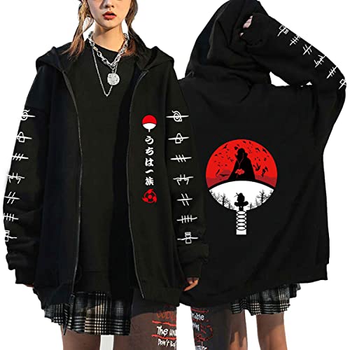 Unisex Uchiha Itachi Sasuke Akatsuki Cosplay Anime Pullover Sweatshirt Hoodie (Schwarz12,XL,XL) von Hctop