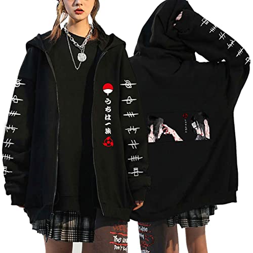 Unisex Uchiha Itachi Sasuke Akatsuki Cosplay Anime Pullover Sweatshirt Hoodie (Schwarz6,XL,XL) von Hctop