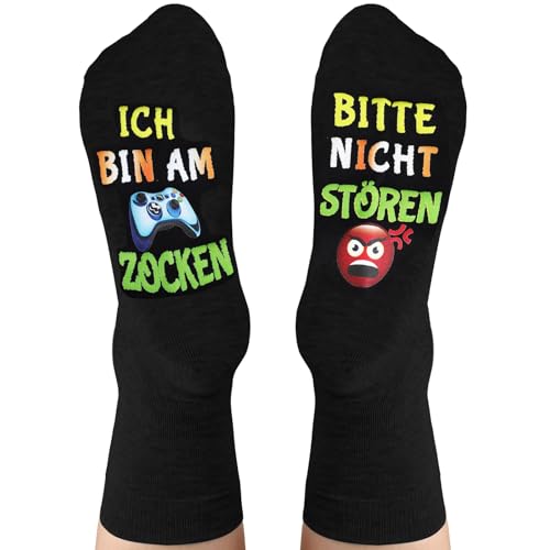 Lustige Socken mit Spruch Bitte Nicht Stören Ich Bin Am Zocken, Gaming Socken Geschenke, Gamer Geschenk Für Zocker Männer Herren Frauen Damen Weihnachts Erntedankfest Geburtstag von Hcunbsu