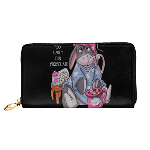 Eeyore Cartera de cuero genuino Bloqueo RFID Titular de la tarjeta de crédito Organizador Monedero de viaje Bolso del teléfono celular Cartera plegable para mujer Embrague para mujeres y hombres von Hdadwy