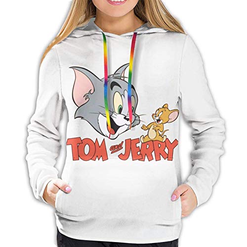 Hdadwy Hoodies Tom N Jerry Langarm-Kapuzenpullover Aktivitäten Pullover Hoodie mit Fronttasche für Damen von Hdadwy