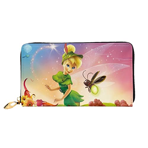 Tinker Bell and the Pirate Fairy Tinkerbell Cartera de cuero genuino Bloqueo RFID Titular de la tarjeta de crédito Organizador Monedero de viaje Bolso del teléfono celular Cartera plegable para mujere von Hdadwy