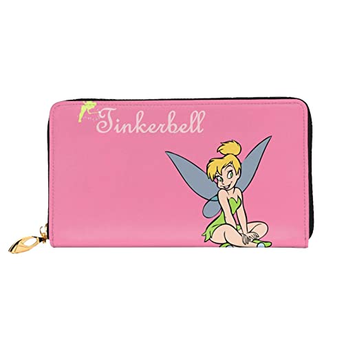 Tinker Bell and the Pirate Fairy Tinkerbell Cartera de cuero genuino Bloqueo RFID Titular de la tarjeta de crédito Organizador Monedero de viaje Bolso del teléfono celular Cartera plegable para mujere von Hdadwy